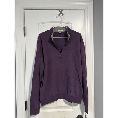 Suéter masculino Peter Millar 1/4 quarto zíper pulôver roxo grande golfe - Imagem 1 de 3