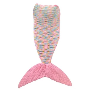 Handmade Crochet Youth Mermaid Tail Afghan, Pink Afghan Colorful - Bild 1 von 13