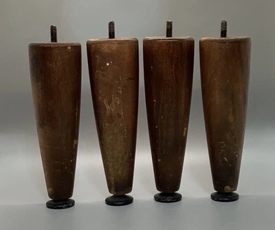 "Juego de 4 patas de muebles de madera MCM vintage de repuesto de herrajes originales de 7,5""" Foto 1 de 4