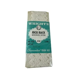Nuevo En Paquete Wrights Blanco 30 Algodón Rick Rack 3 Yardas Hecho en EE. UU. - Imagen 1 de 1