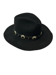 Black Virgin Wool Concho Band Hat - Picture 1 of 8