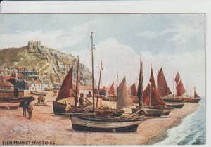 HASTINGS, SUSSEX - THE FISH MARKET  (A.R.QUINTON)  ART COLOUR POSTCARD + - Picture 1 of 2
