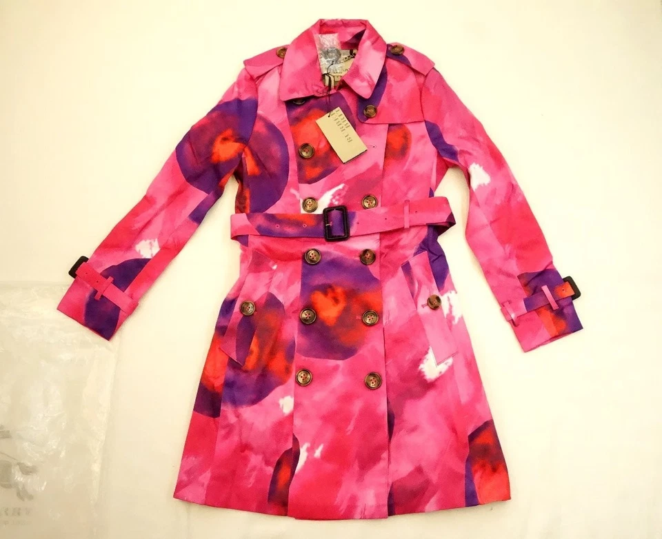 Gabardina BURBERRY BRIT Nueva con Etiquetas Estampado Floral Rosa Talla S Cuadros Nova Foto 1 de 4