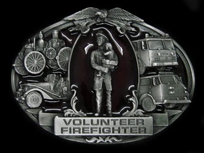 UA05128 *NOS* VINTAGE 1992 **BOMBERO VOLUNTARIO** HEBILLA DE CINTURÓN CONMEMORATIVA Foto 1 de 2