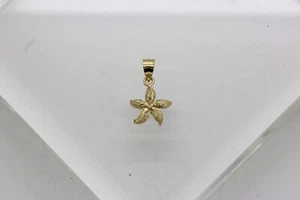 SMALL 14k Yellow Gold Diamond CUT Shiny Textured Starfish Beach Necklace Pendant - Picture 1 of 11