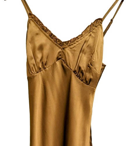 VALENTINO Abito slip raso taglia M marrone cioccolato bronzo midi cinturino regolabile India Jopna