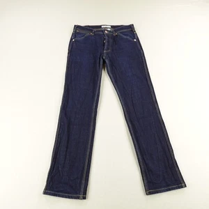 Topo Designs Jeans Mens 32 Blue Denim Slim Fit Straight Leg Flex Button Fly Dark - Picture 1 of 19