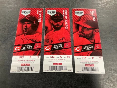 CINCINNATI REDS 2017 TICKET STUB 7/18/17-7/19/17-7/20/17 VS DIAMONDBACKS Cover