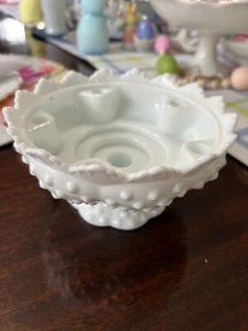 Fenton White Milk Glass Hobnail Candle Bowl Approx 6 ½” 5 Candle Centerpiece - Picture 1 of 5