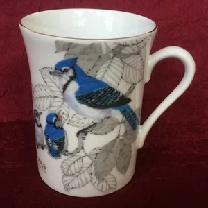 OTAGIRI JAPAN - BLUE JAY MUG CUP - DESIGN GIBSON GREETING CARDS - W GOLD TRIM - Picture 1 of 7