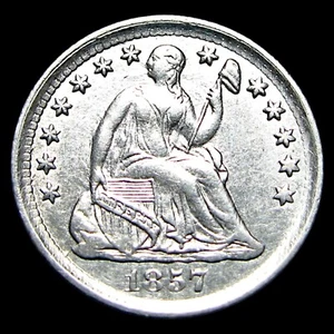 1857 Seated Liberty Half Dime Silver ---- Stunning Details Coin ----  #574D - Picture 1 of 4
