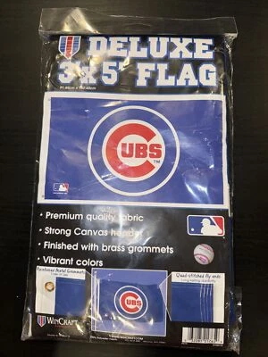 NEW Chicago Cubs Banner Deluxe Pole Flag 3ft x 5ft WinCraft 3x5 - Image 1 of 3