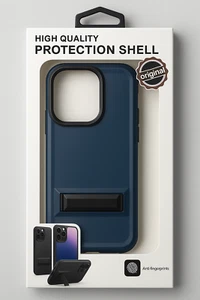 For iPhone 15 Pro 6.1", Blue CASE High Quality Kickstand Case Heavy Duty Cover - Picture 1 of 3