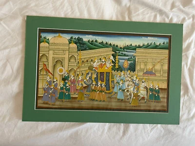 Mughal  Indian Miniature Gouache - Royal Procession 18+11 Inches - Image 1 of 4