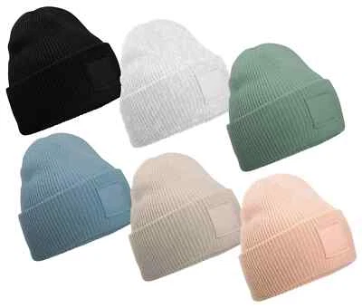 Recyclé Bonnet Polyester Tricoté Profond Manchette Beechfield Tonal Patch de Ski - Photo 1/2