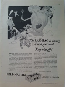 1927 Fels-Naptha jabón Lucile Patterson Marsh bolsa trapo raid your wash anuncio vintage - Imagen 1 de 1