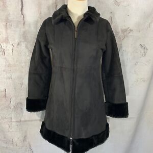 ZLC Collection Black Faux Suede Faux Fur Size L (12) Girl’s Winter Coat