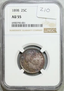 1898 Barber Quarter 25c NGC AU 55 About Uncirculated *Toned* #0-001 - Picture 1 of 2