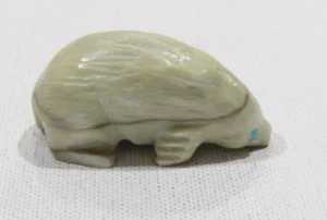 Zuni artist Derrick Kaamasee carved green stone mole fetish w turquoise eyes - Picture 1 of 7