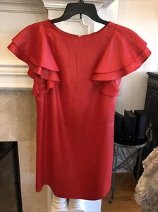 Ali Ro Size 4 dress gorgeous ruffle sleeves linen feel lined - Picture 1 of 3