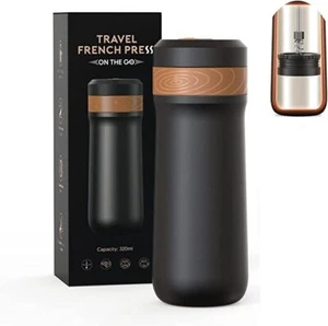 Portable French Press Coffee Maker 12oz Hot/Cold Brew Stainless Steel Tea Mug US - Picture 1 of 12