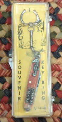 Cuchillo de Bolsillo Llavero Plegable Vintage Souvenir Orlando Florida Seahorse Foto 1 de 4