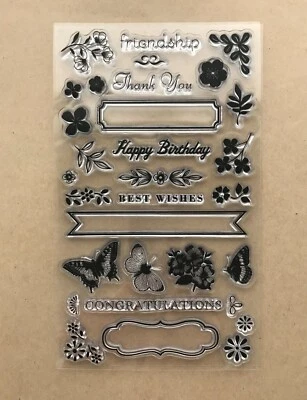 Martha Stewart Stamp Set - Butterflies & Flowers; Happy Birthday/Friendship&more - Image 1 of 4
