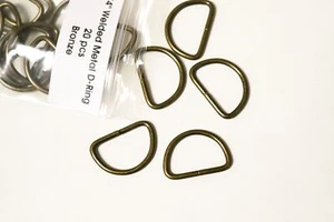 20 pcs 3/4" Welded Metal D-Ring BRONZE for Bags Purses Fashion US SELLER - Picture 1 of 2