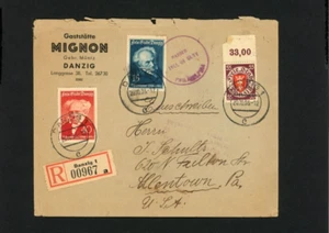 DANZIG 1938 kommerzieller Luftpostbrief nach USA - Bild 1 von 2