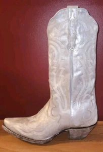 NWOB Womens Dan Post Cowboy Boots 8 1/2 Leather White Wash Cowgirl Frost Bite - Picture 1 of 7