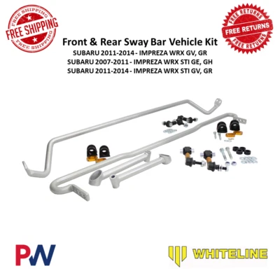Kit de barra estabilizadora delantera y trasera Whiteline BSK012 para 07-14 Subaru Impreza WRX STI GV Foto 1 de 4