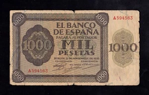 F.C. 1000 PESETAS 1936 , SERIE A , B/C- , ROTURAS EN MARGENES . - Bild 1 von 2