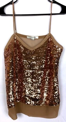 Top con correa de espagueti trasera transparente y lentejuelas Forever 21 talla grande Foto 1 de 3