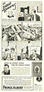 Print Ad Prince Albert Tobacco Judge Robbins Log Drive 1936 5x10 Advertisement - Picture 1 of 4
