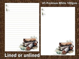 Set carta da scrivere lettere 'Spring Snowdrops' cancelleria - A5 100 g bianco premium - Foto 1 di 6