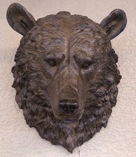Brown Grizzly Bear Resin Head, Wall Mounted Bear Head 