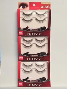 Paquete de 3 pestañas Kiss i Envy Au Naturale 01 Premium Remy cabello humano KPED08 - Imagen 1 de 5