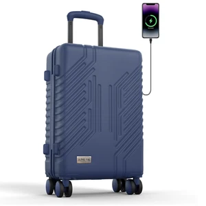 20'' Trolley Case Carry On Luggage with USB Charge TSA Travel Suitcase Hardshell - Picture 1 of 10
