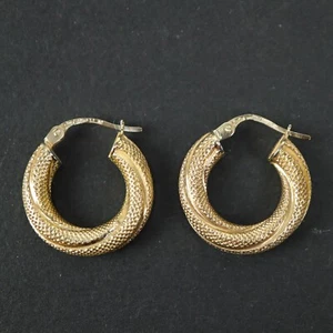 UnoAerre Brev Designer Italy 9K Gelbgold Puffy Twist Creolen 375 9ct - Bild 1 von 7