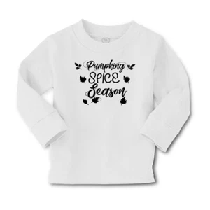 Kids Long Sleeve T Shirt Fall Pumpkin Spice Season Cotton Girls & Boys Clothes - Picture 1 of 12