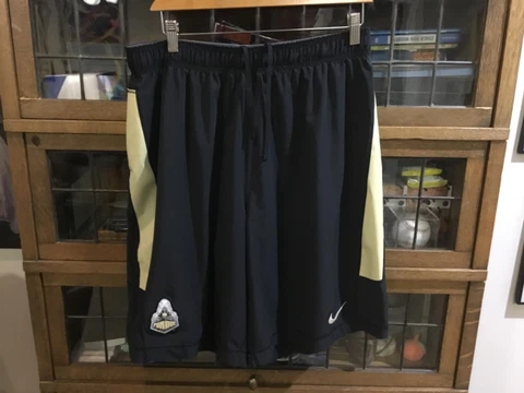 Purdue Boilermakers Basketball NIKE Black Yellow Drawstring Shorts SZ L - Cool Cover