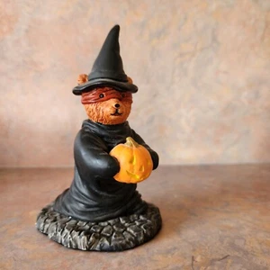 Vintage Schmid Gordon Fraser Halloween Witch Bear w/ Pumpkin & Kitty - 6” Tall - Picture 1 of 12