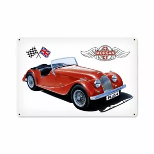 MORGAN PLUS 4 BRITISH CAR 18" HEAVY DUTY USA MADE METAL AUTO ADVERTISING SIGN - Picture 1 of 1