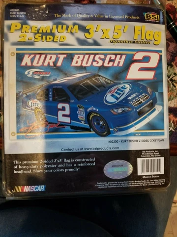 Kurt Busch # 2 MILLER LITE DODGE DOUBLE SIDED 3' x 5' FLAG !  NASCAR Cover