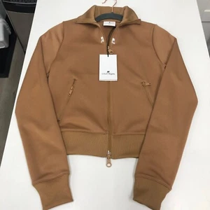 Chaqueta deportiva Courreges con logotipo bordado cremallera camiseta interlock mediana Brn $650 nueva con etiquetas - Imagen 1 de 24