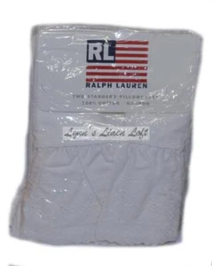 RALPH LAUREN Newfare Embroidered Eyelet White STANDARD PILLOWCASES Cotton RARE - Picture 1 of 5