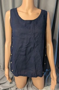 Rachel Roy Woman's Large Blue Linen Top Sleeveless  - Picture 1 of 6