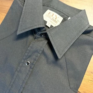 Ely Cattleman Mens Black Western Shirt Size 16 34 Long Sleeve Cowboy Rodeo - Picture 1 of 9