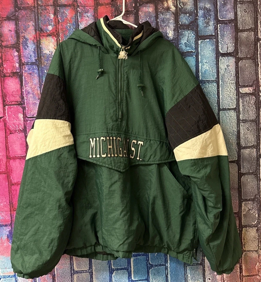 Starter Michigan State 1/4 Zip Hooded Jacket Men’s US Size XXL - Image 1 of 4
