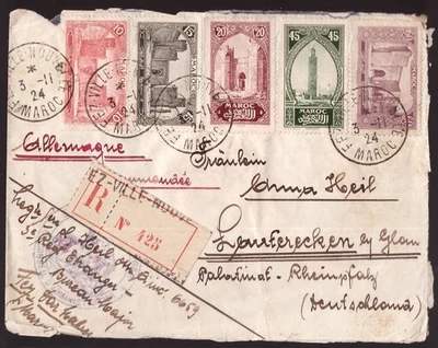 France Morocco, 1924 registered cover to Germany   -HK64 - Image 1 of 3